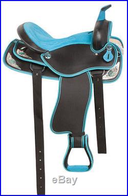 14 15 16 17 18 Synthetic Blue Western Barrel Pleasure Trail Horse Saddle Tack