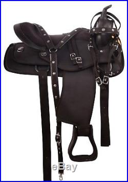 14 15 16 Black Synthetic Cordura Trail Western Horse Light Saddle Set