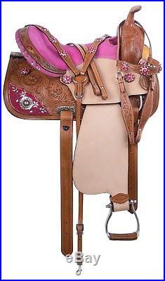 14 15 16 Pink Western Pleasure Trail Barrel Leather Horse Saddle Tack