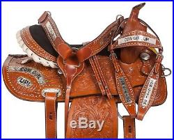 14 15 16 Western Barrel Racing Show Trail Silver Cowgirl Leather Saddle Tack Set