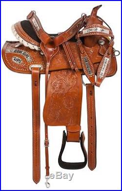 14 15 16 Western Barrel Racing Show Trail Silver Cowgirl Leather Saddle Tack Set