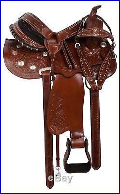 14 15 16 Western Pleasure Trail Horse Saddle Brown Leather Show Barrel Tack
