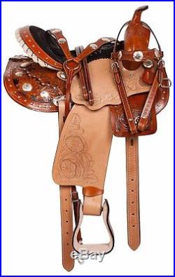 14 15 Round Skirt Gaited Western Pleasure Trail Horse Leather Saddle Tack Set