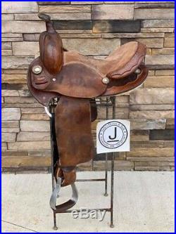 14.5 Santa Fe Brown Leather barrel saddle Clean