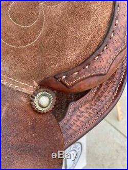 14.5 Santa Fe Brown Leather barrel saddle Clean