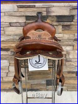 14.5 Santa Fe Brown Leather barrel saddle Clean