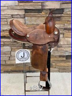 14.5 Santa Fe Brown Leather barrel saddle Clean