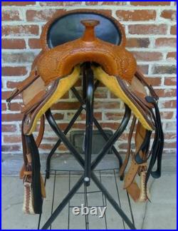 14.5 Western Barrel Saddle BWith5 Petal, SRS by Paul Taylor Saddle Co. Back Cinch