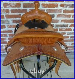 14.5 Western Barrel Saddle BWith5 Petal, SRS by Paul Taylor Saddle Co. Back Cinch