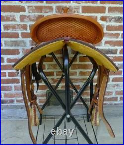 14.5 Western Barrel Saddle BWith5 Petal, SRS by Paul Taylor Saddle Co. Back Cinch