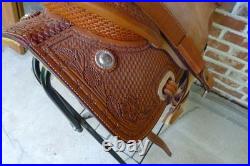 14.5 Western Barrel Saddle BWith5 Petal, SRS by Paul Taylor Saddle Co. Back Cinch