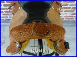 14.5 Western Barrel Saddle BWith5 Petal, SRS by Paul Taylor Saddle Co. Back Cinch 14.5 Western Barrel Saddle BWith5 Petal, SRS by Paul Taylor Saddle Co. Back Cinch