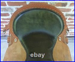 14.5 Western Barrel Saddle BWith5 Petal, SRS by Paul Taylor Saddle Co. Back Cinch
