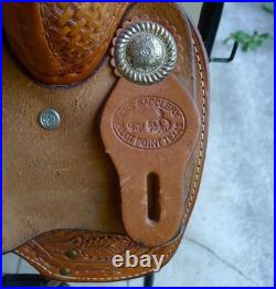 14.5 Western Barrel Saddle BWith5 Petal, SRS by Paul Taylor Saddle Co. Back Cinch