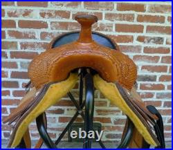 14.5 Western Barrel Saddle BWith5 Petal, SRS by Paul Taylor Saddle Co. Back Cinch