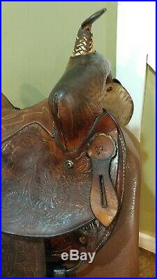 14 Barrel Racing Western Leather Saddle With Bling-SQHB-GUC