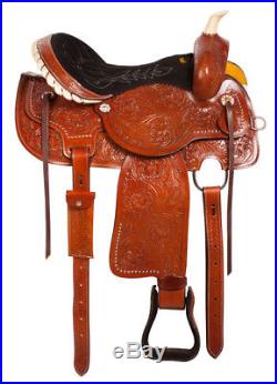 14 Black Suede Western Barrel Racing Pleasure Trail Horse Leather Saddle Tack