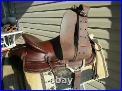 14'' Vintage Jansen Brothers Western Leather Slick Seat Trail Ranch Saddle Sqh