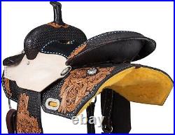 14 Youth Western Saddle Benton Barrel- All Leather Two Tone Suede Seat