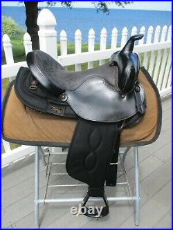 15'' #101 Black Big horn Leather & Cordura western barrel trail saddle QH BARS