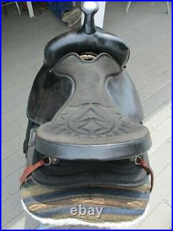 15'' #101 Black Big horn Leather & Cordura western barrel trail saddle QH BAR