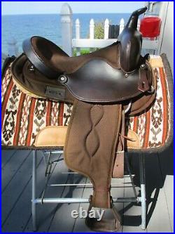 15'' #102 Brown big horn Leather & cordura western barrel trail saddle QH BARS