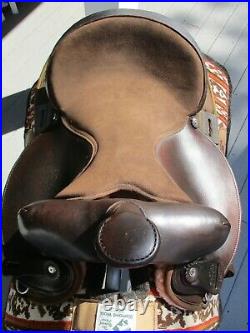 15'' #102 Brown big horn Leather & cordura western barrel trail saddle QH BARS