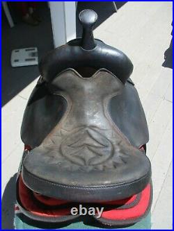 15'' #131 Red & black Big horn Leather & Cordura western barrel trail saddle SQH