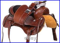 15 16 17 18 Brown Leather Western Tooled Endurance Work Trail Horse Saddle Tack