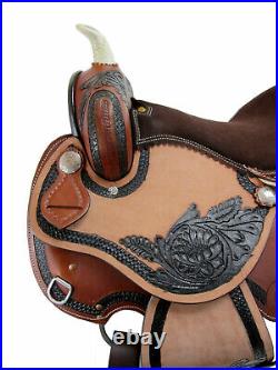 15 16 17 18 Pro Western Barrel Racing Saddle Pleasure Horse Tooled Leather Tack