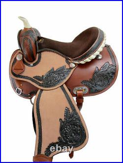 15 16 17 18 Pro Western Barrel Racing Saddle Pleasure Horse Tooled Leather Tack