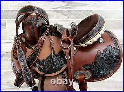 15 16 17 18 Pro Western Barrel Racing Saddle Pleasure Horse Tooled Leather Tack