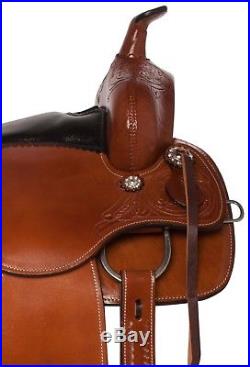 15 16 17 18 Western Arabian Saddle Leather Tooled Pleasure Trail Horse Tack
