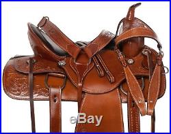 15 16 17 18 Western Arabian Saddle Leather Tooled Pleasure Trail Horse Tack Set