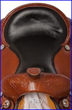 15 16 17 18 Western Arabian Saddle Leather Tooled Pleasure Trail Horse Tack Set