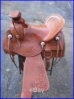 15 16 17 Ranch Roping Wade Rodeo Trail Tooled Leather Western Horse Saddle Tack