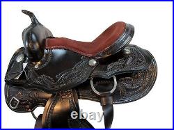 15 16 17 Used Trail Saddle Western Horse Pleasure Floral Tooled Leather Tack Set