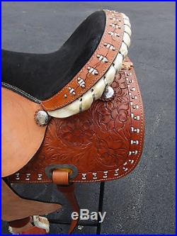 15 16 Barrel Racing Show Pleasure Trail Tooled Leather Western Horse Saddle Tack