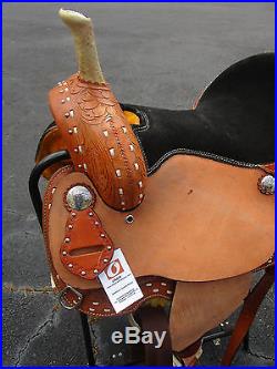 15 16 Barrel Racing Show Pleasure Trail Tooled Leather Western Horse Saddle Tack