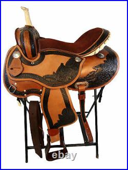 15 16 Barrel Racing Show Trail Tooled Leather Pleasure Western Horse Saddle Tack