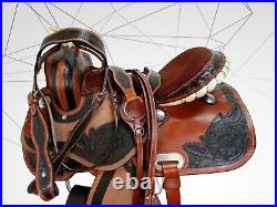 15 16 Rodeo Western Saddle Barrel Racing Pleasure Tooled Leather Horse Tack Set