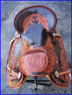 15 16 Roping Cowboy Ranch Trail Pleasure Floral Tooled Leather Horse Saddle Tack