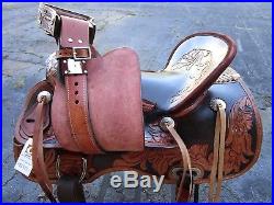 15 16 Roping Cowboy Ranch Trail Pleasure Floral Tooled Leather Horse Saddle Tack
