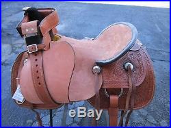 15 16 Roping Ranch Pleasure Basket Weave Tooled Leather Western Horse Saddle