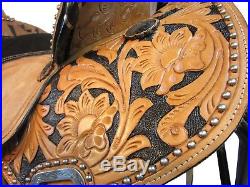 15 16 Show Silver Studded Barrel Racing Trail Pleasure Leather Western Saddle