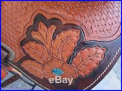 15 16 Used Roping Pleasure Ranch Floral Tooled Leather Western Horse Saddle Tack