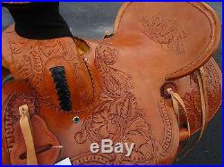 15 16 Wade Cowboy Roping Pleasure Floral Tooled Leather Western Horse Saddle