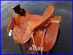 15 16 Wade Cowboy Roping Pleasure Floral Tooled Leather Western Horse Saddle