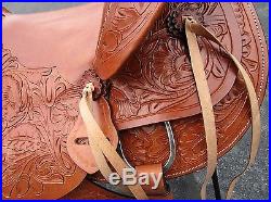 15 16 Wade Roping Ranch Rodeo Western Pleasure Trail Tooled Leather Horse Saddle