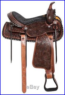 15 16 Western Gaited Horse Leather Saddle Pleasure Trail Show Tack Set Bling